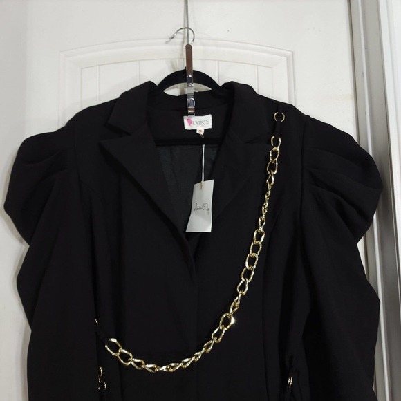 Latiste by Amy Womens Dress Blazer Rainbow Peplum Chain Puff Sleeve Mini Sz 1X - Picture 5 of 11